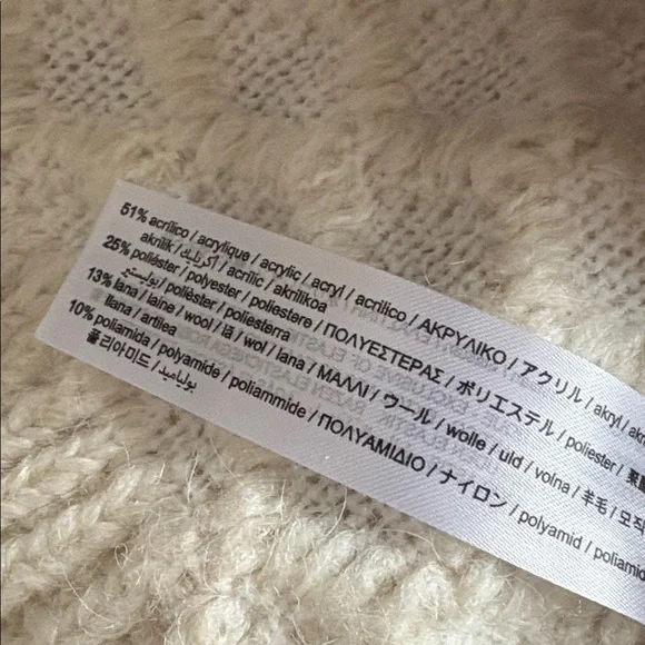 Zara Oversized Knit Jacquard Sweater Ivory Red Size Medium - Picture 11 of 16